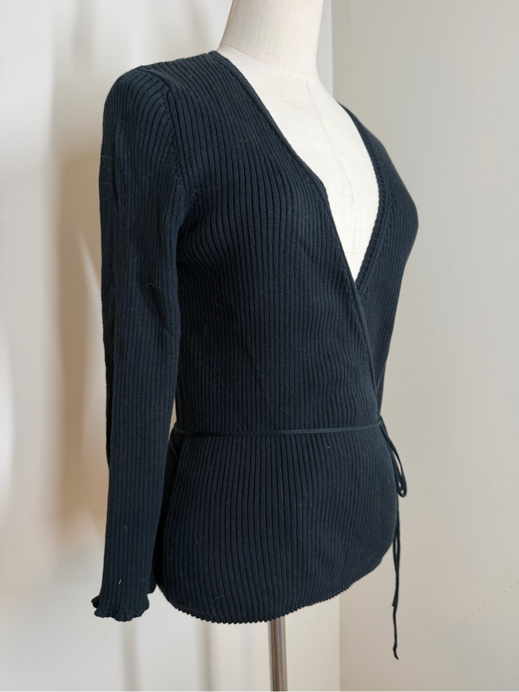The Limited Black Ribbed Wrap Sweater — image 5 of 7